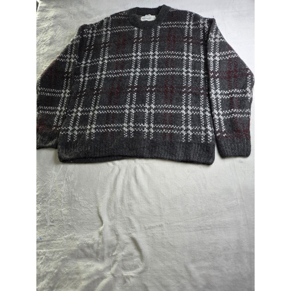 Abercrombie & Fitch Other - Abercrombie & Fitch Oversized‎ Plaid Crewneck Sweater Charcoal Grey Mens Large